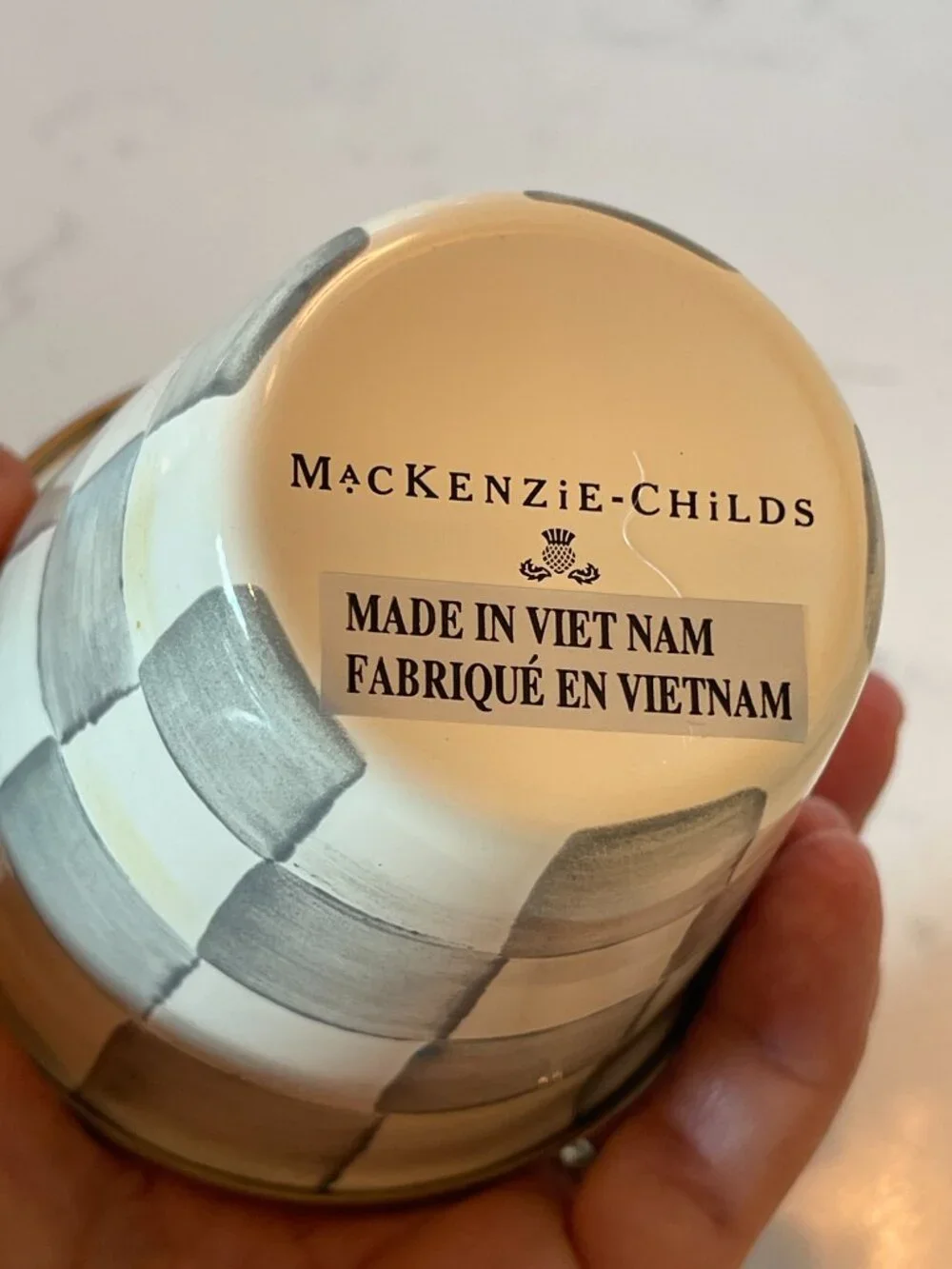 MacKenzie-Childs Sterling Check Herb Pot Planter Vase Cachepot -New